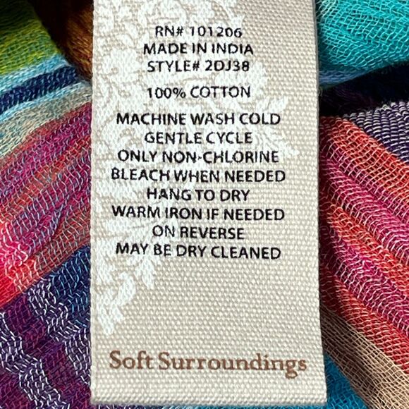 Soft Surroundings “Kona Shores” Rainbow Plaid Gauze Shirt |‎ Size M - Picture 7 of 10